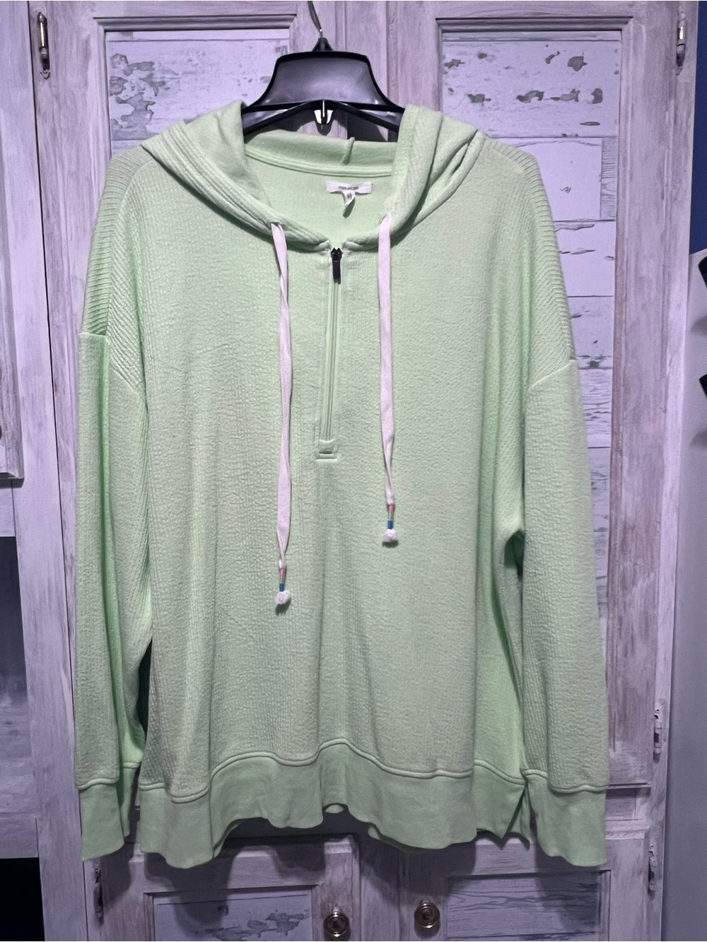 Maurices Light Green Hooded Half-Zip Sweater